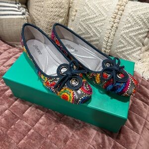 J.Renee Floral Paisley Ballet Flats Navy